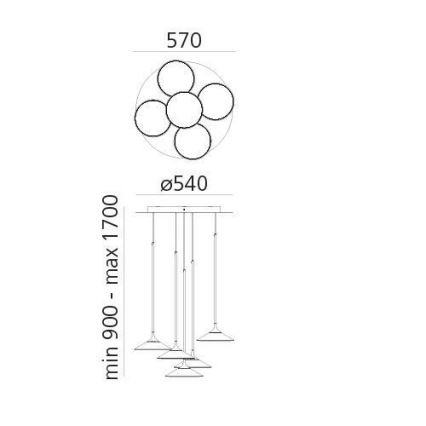 Artemide 0355030A - LED Dimmable chandelier on a string ORSA CLUSTER LED/37W/230V 3000K