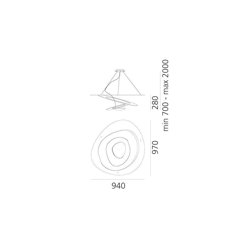 Artemide 1239010A - Chandelier on a string PIRCE 1xR7s/11W/230V 97 cm white