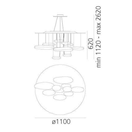 Artemide 1367110A - LED Dimmable chandelier on a string MERCURY LED/58W/230V 3000K