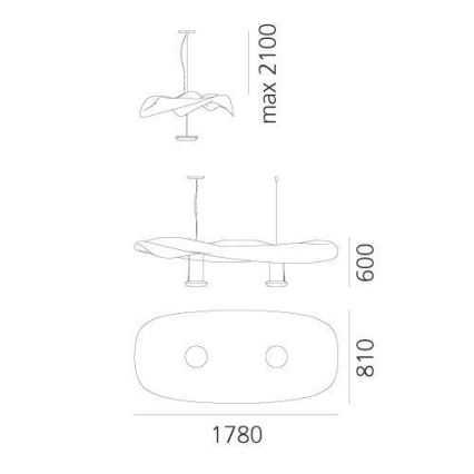 Artemide 1513010A - Chandelier on a string COSMIC ANGEL 2xR7s/11W/230V shiny chrome
