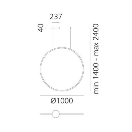 Artemide 1993010APP - LED Dimmable chandelier on a string DISCOVERY LED/60W/230V 3000K anthracite