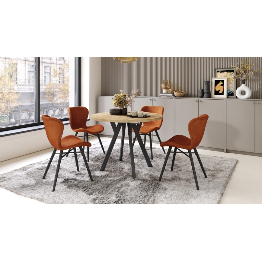 ARTUR Extendable Dining Table, Craft Oak/Black