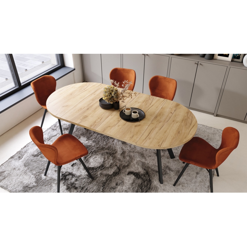 ARTUR Extendable Dining Table, Craft Oak/Black