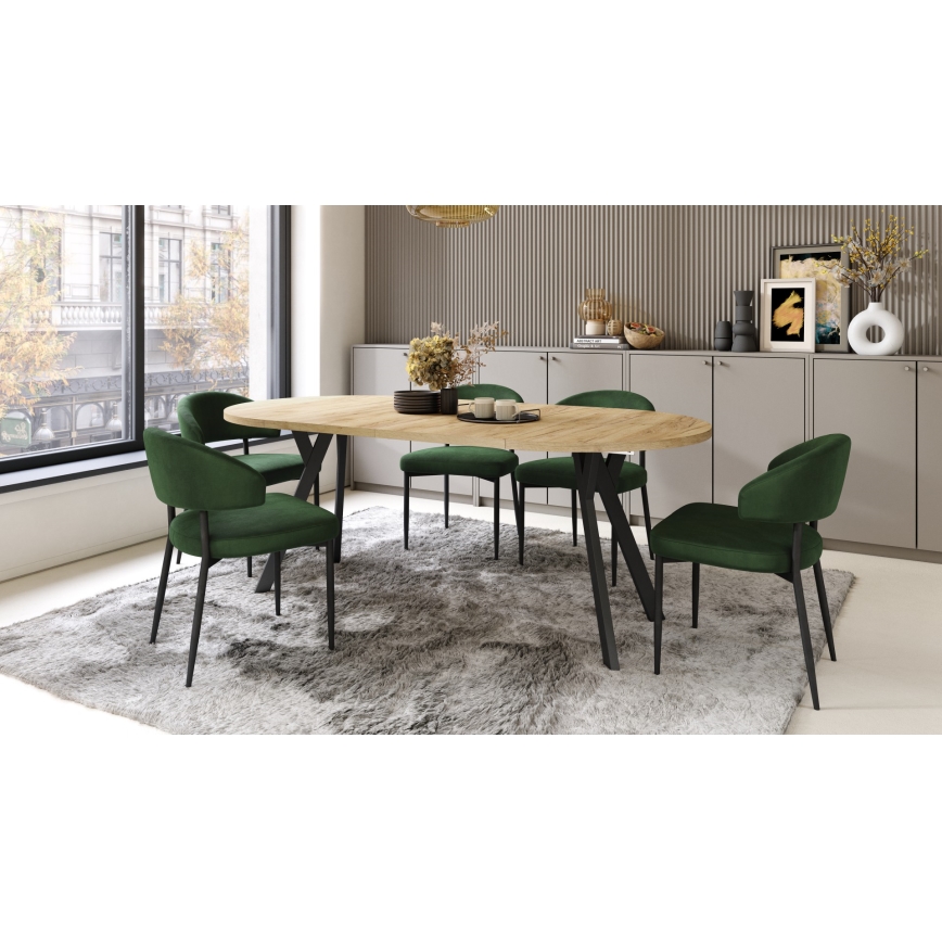 ARTUR Extendable Dining Table, Craft Oak/Black