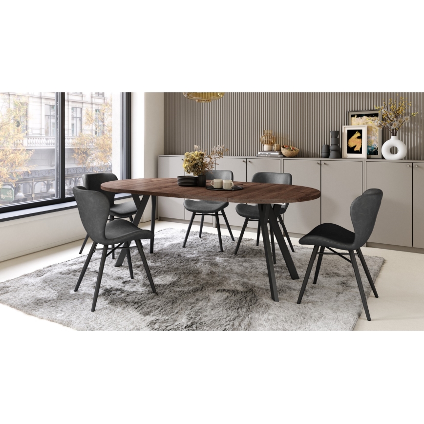 ARTUR extendable dining table, oak/black