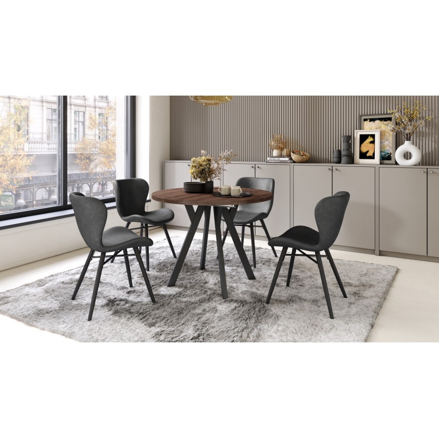 ARTUR extendable dining table, oak/black
