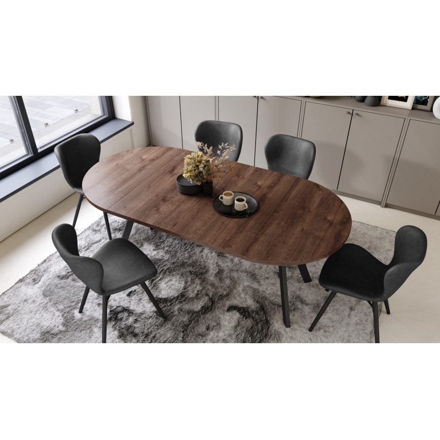 ARTUR extendable dining table, oak/black