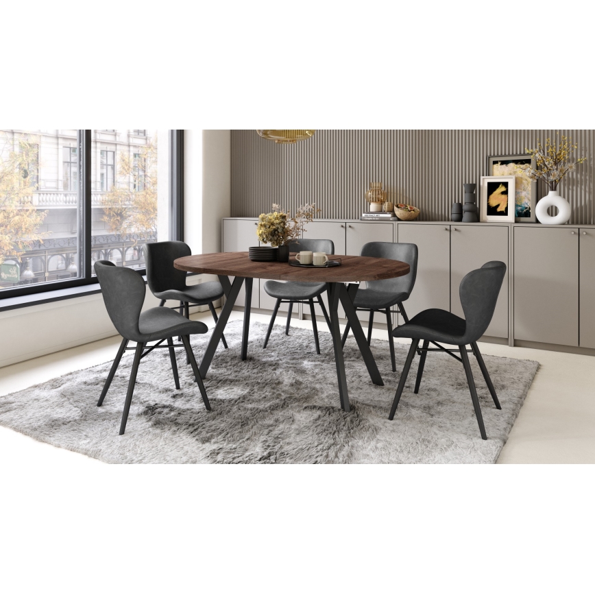 ARTUR extendable dining table, oak/black