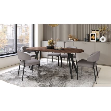 ARTUR extendable dining table, oak/black
