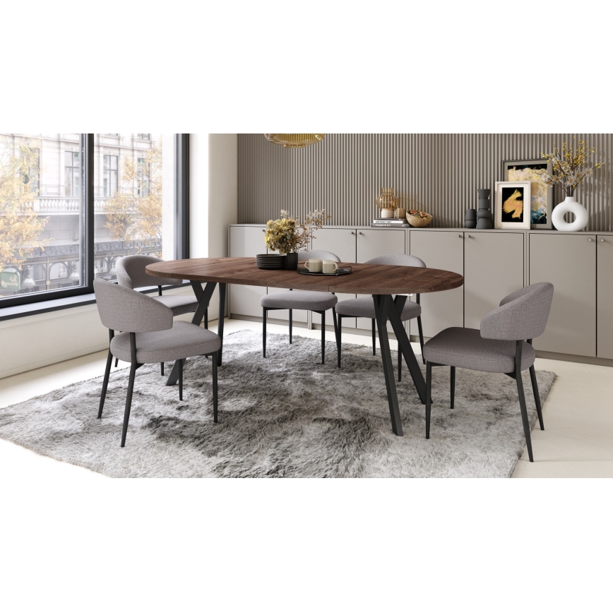 ARTUR extendable dining table, oak/black