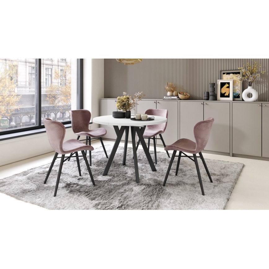 ARTUR Extendable Dining Table, White/Black