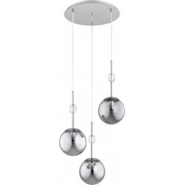 ARVENA cable pendant light 3xE14/10W/230V glossy chrome/black/smoked glass