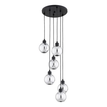 ARVENE cable-hung chandelier 5xE27/15W/230V black/polished chrome