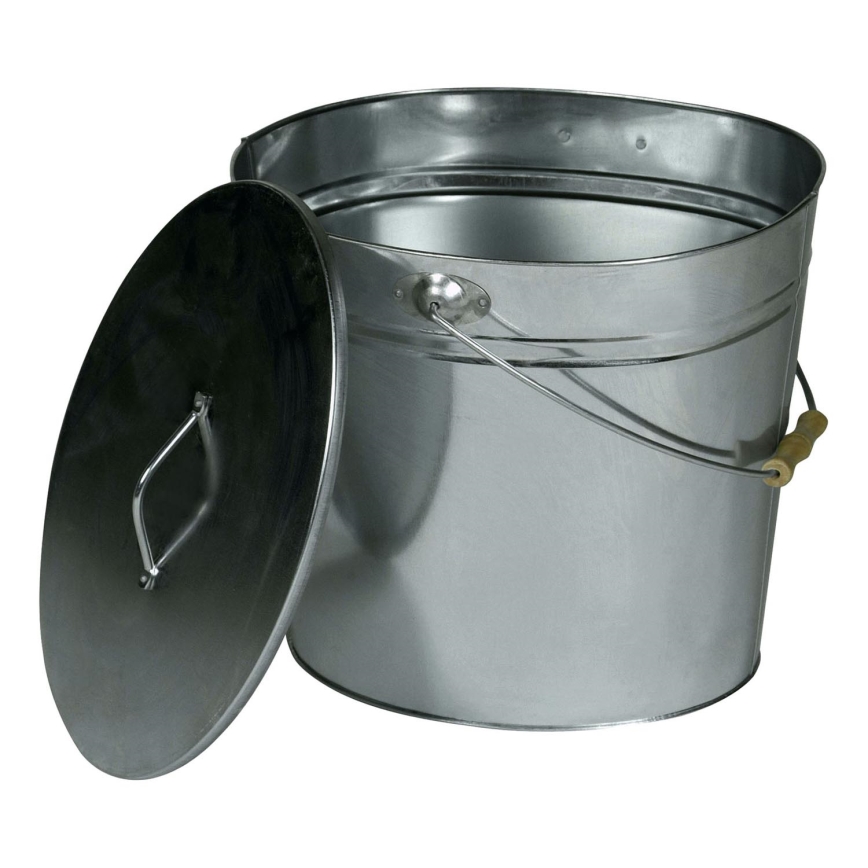 Ash bucket with a lid 15 l shiny chrome