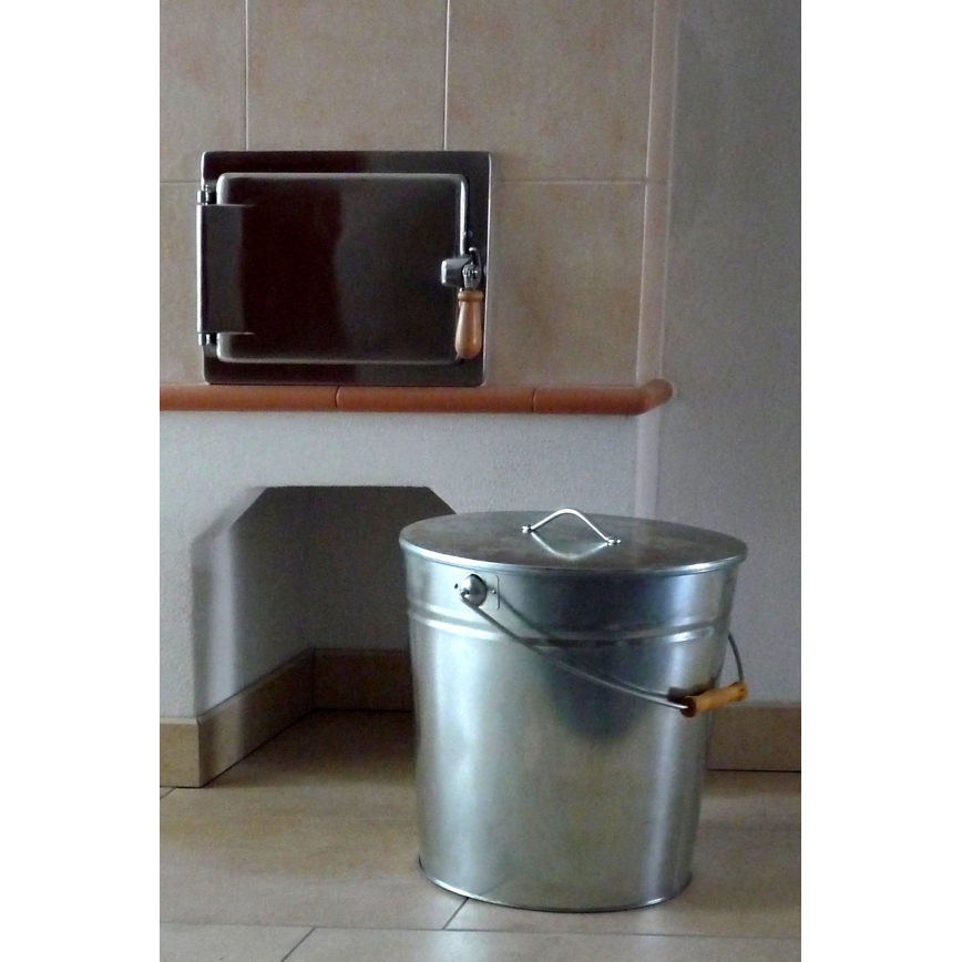 Ash bucket with a lid 15 l shiny chrome