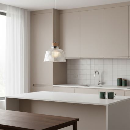 ASTA Corded Pendant Light 1x E27/60W, 230V, Ø 28 cm, Oak