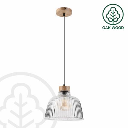 ASTA Corded Pendant Light 1x E27/60W, 230V, Ø 28 cm, Oak