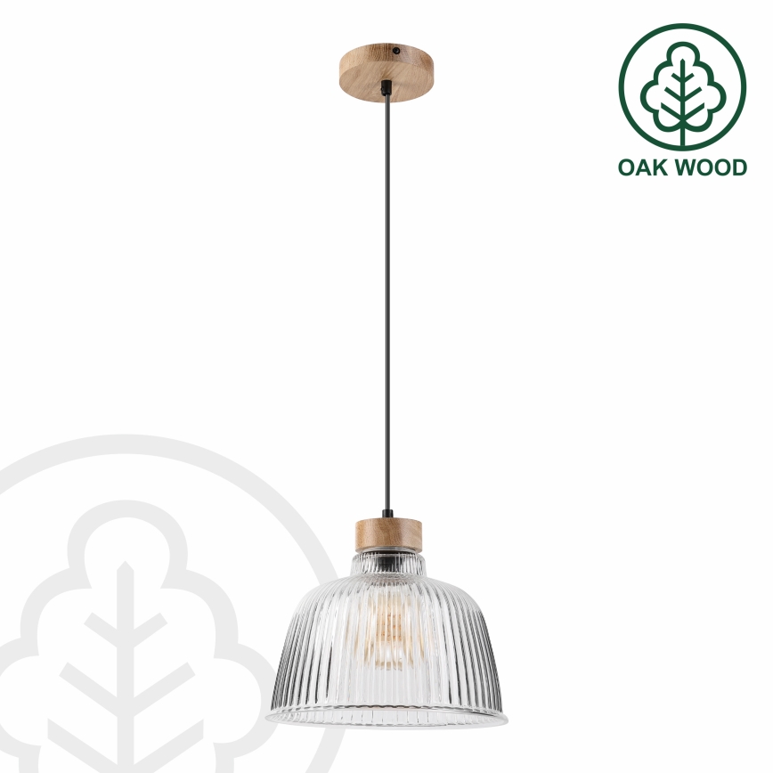 ASTA Corded Pendant Light 1x E27/60W, 230V, Ø 28 cm, Oak