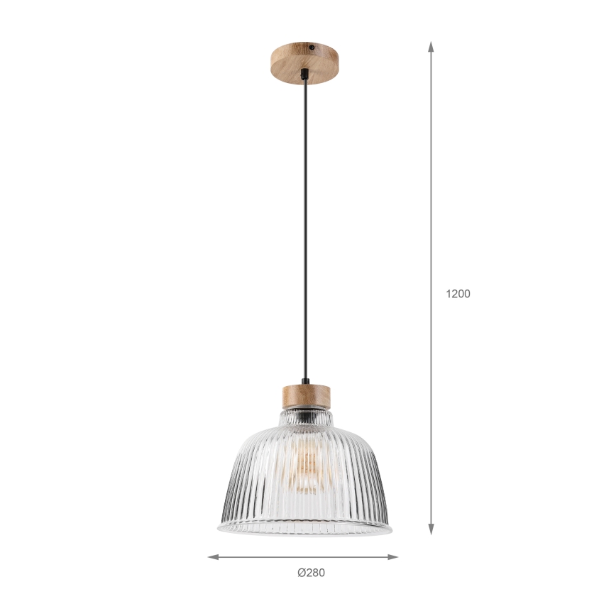 ASTA Corded Pendant Light 1x E27/60W, 230V, Ø 28 cm, Oak