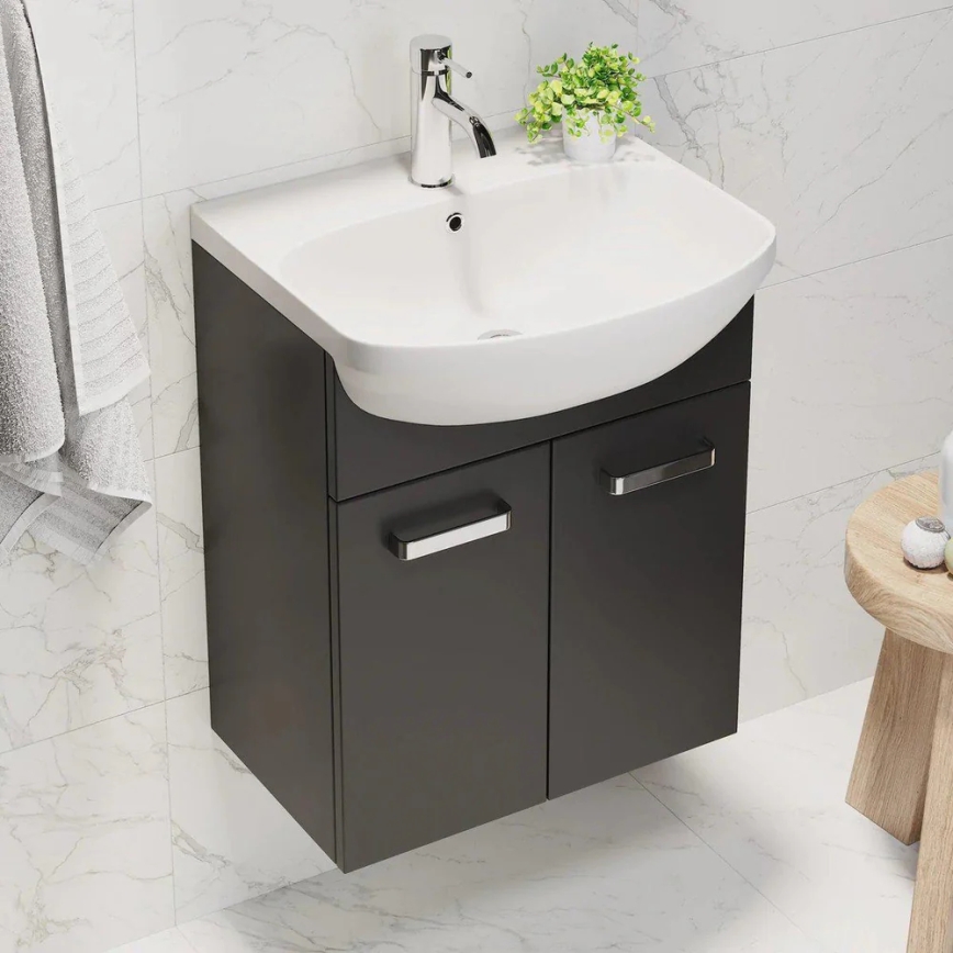 Bathroom vanity with sink ASTRID + LED mirrored cabinet 4x LED/4.3W/230V IP44 black