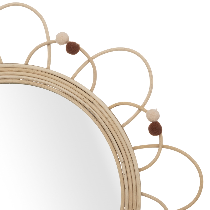 Atmosphera - CAMPAIN Children's Wall Mirror, diameter 38 cm, Rattan