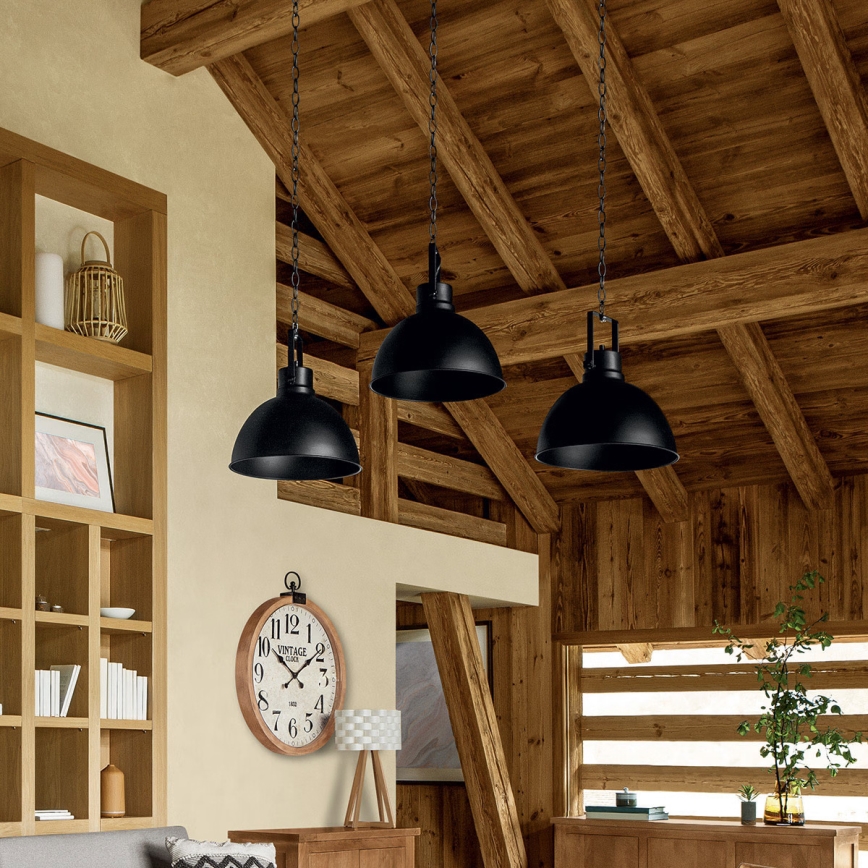 Atmosphera - Chandelier on a chain BASALT 1xE27/25W/230V black