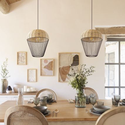 Atmosphera - Chandelier on a string ANEA 1xE27/40W/230V rattan