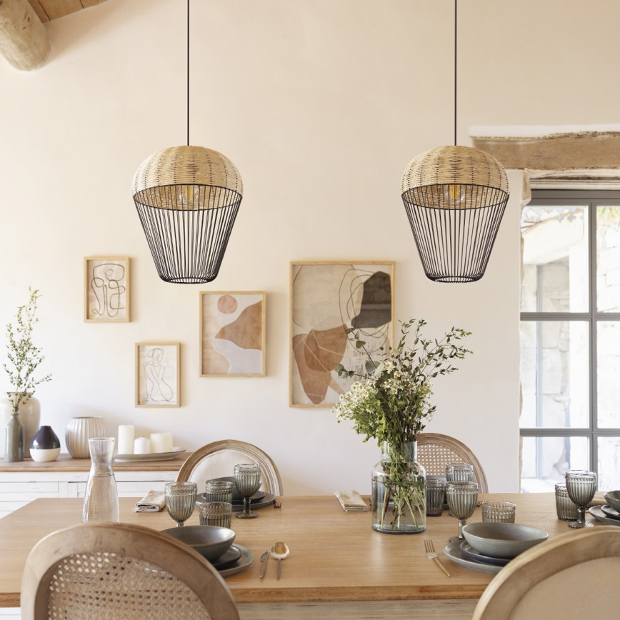Atmosphera - Chandelier on a string ANEA 1xE27/40W/230V rattan