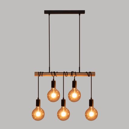Atmosphera - Chandelier on a string JAKE 5xE27/40W/230V pine