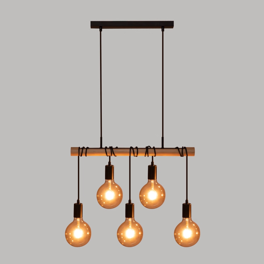 Atmosphera - Chandelier on a string JAKE 5xE27/40W/230V pine