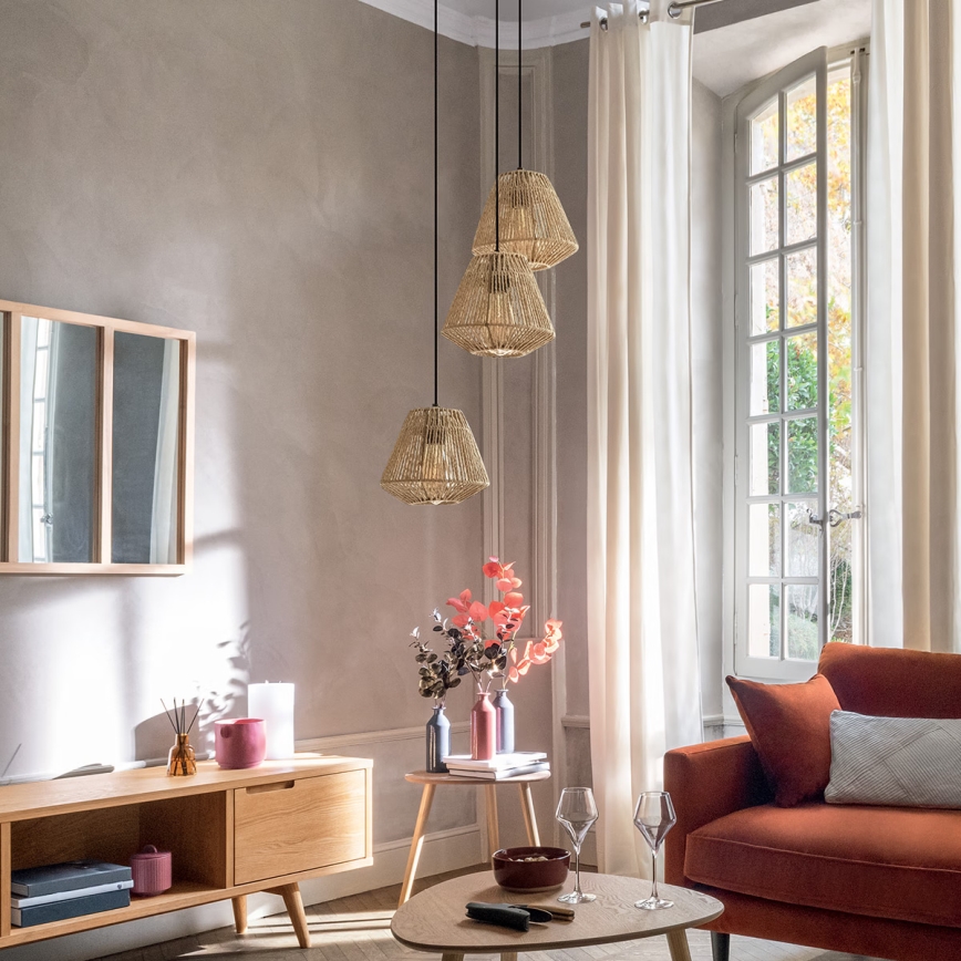 Atmosphera - Chandelier on a string JILY 3xE27/40W/230V jute