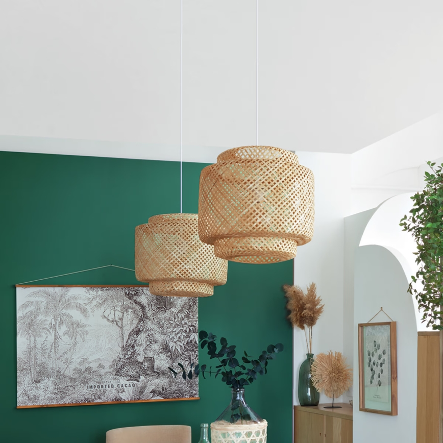 Atmosphera - Chandelier on a string LIBY 1xE27/40W/230V bamboo