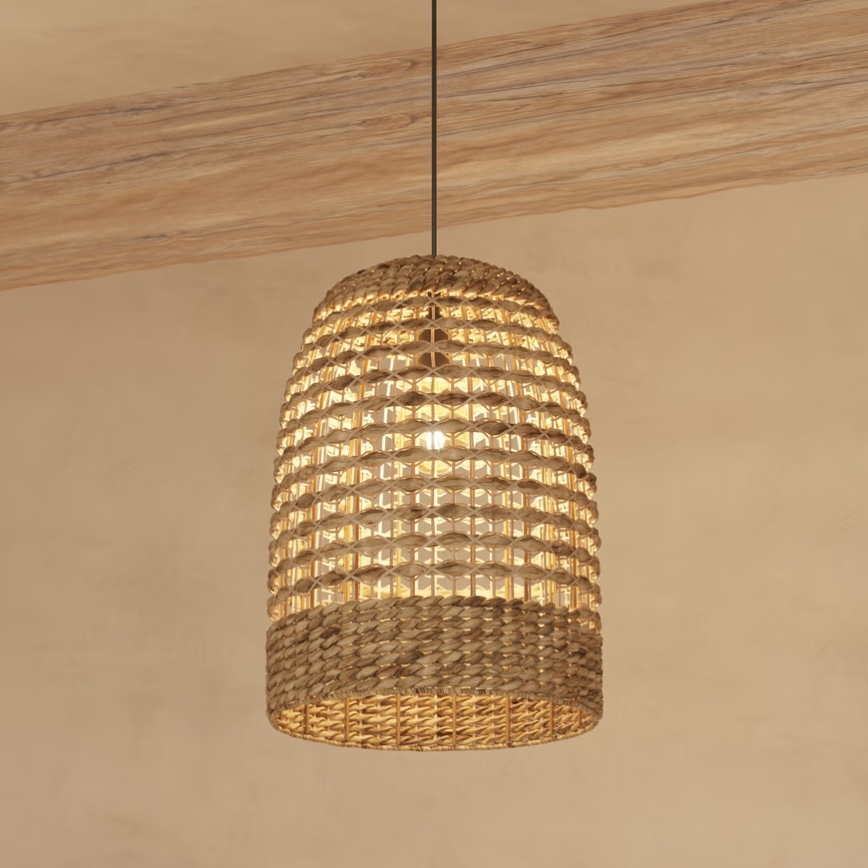 Atmosphera - Chandelier on a string SAND 1xE27/40W/230V rattan/water hyacinth