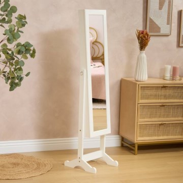 Atmosphera - Freestanding Mirror with Jewelry Storage KRISTIN 146.8 x 37 cm, White