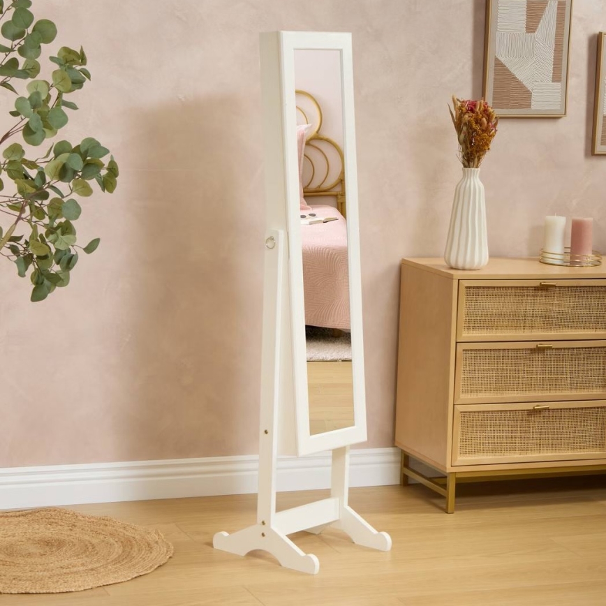 Atmosphera - Freestanding Mirror with Jewelry Storage KRISTIN 146.8 x 37 cm, White