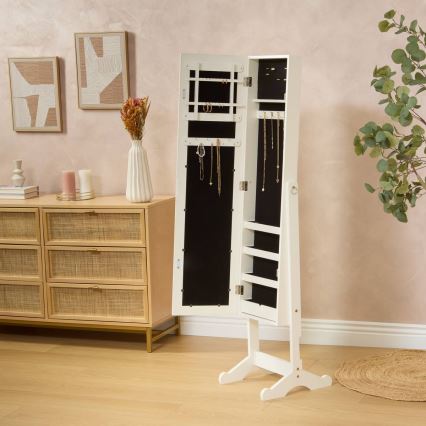 Atmosphera - Freestanding Mirror with Jewelry Storage KRISTIN 146.8 x 37 cm, White