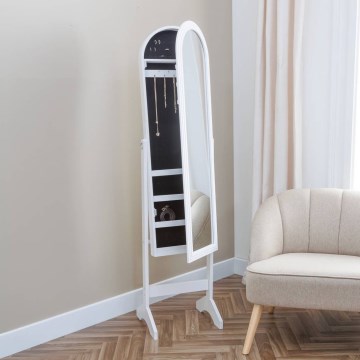 Atmosphera - LEXY 158x38 cm Floor Mirror with Integrated Jewelry Organizer, White