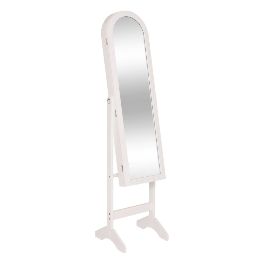 Atmosphera - LEXY 158x38 cm Floor Mirror with Integrated Jewelry Organizer, White