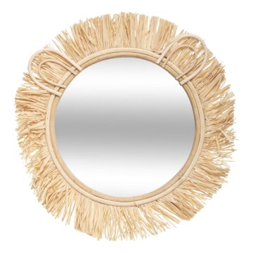 Atmosphera - LION Children's Wall Mirror, Ø 38 cm, Rattan/Raffia