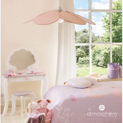Atmosphera - PETAL Children's Cable-Hung Pendant Light, 1xE27/40W/230V, Ø 64 cm, Pink