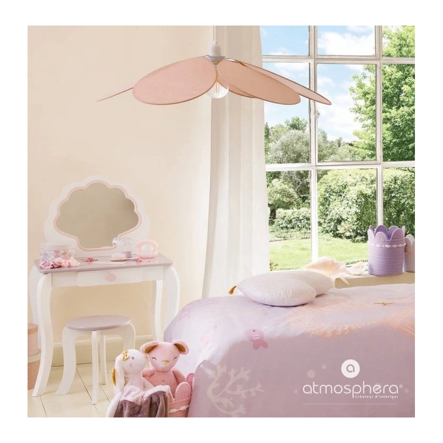 Atmosphera - PETAL Children's Cable-Hung Pendant Light, 1xE27/40W/230V, Ø 64 cm, Pink