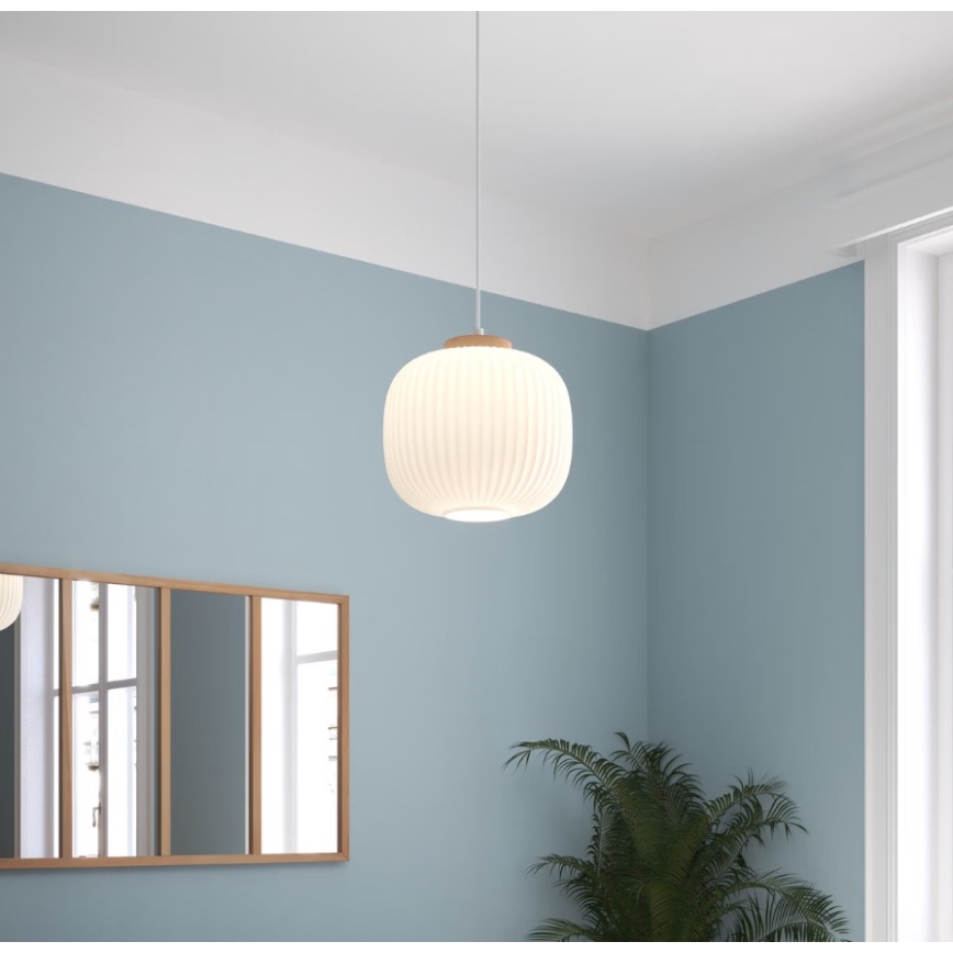 Atmosphera - TRAVIS pendant lamp on cable 1xE27/25W/230V, pine