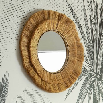 Atmosphera - Wall mirror ALBA d. 57 cm raffia bast