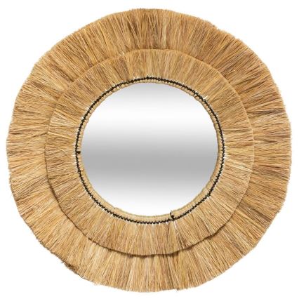 Atmosphera - Wall mirror ALBA d. 57 cm raffia bast