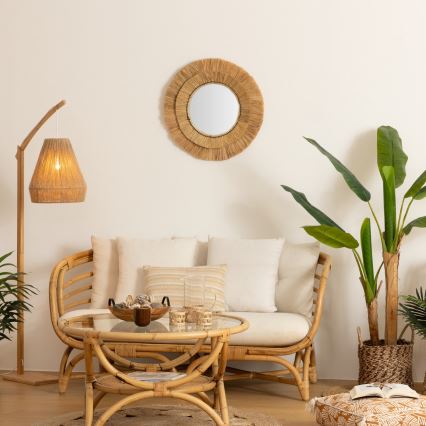 Atmosphera - Wall mirror ALBA d. 57 cm raffia bast