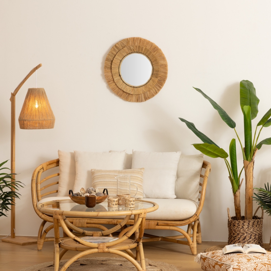 Atmosphera - Wall mirror ALBA d. 57 cm raffia bast