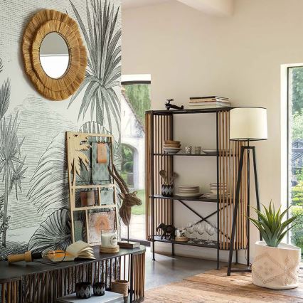Atmosphera - Wall mirror ALBA d. 57 cm raffia bast