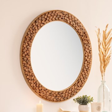 Atmosphera - Wall mirror ANOKI d. 99 cm eucalyptus