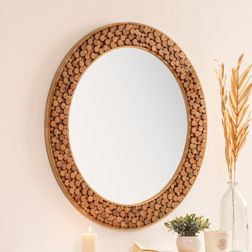 Atmosphera - Wall mirror ANOKI d. 99 cm eucalyptus