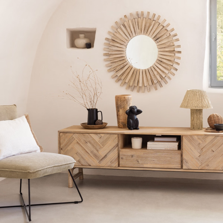 Atmosphera - Wall mirror MANON d. 88 cm fir